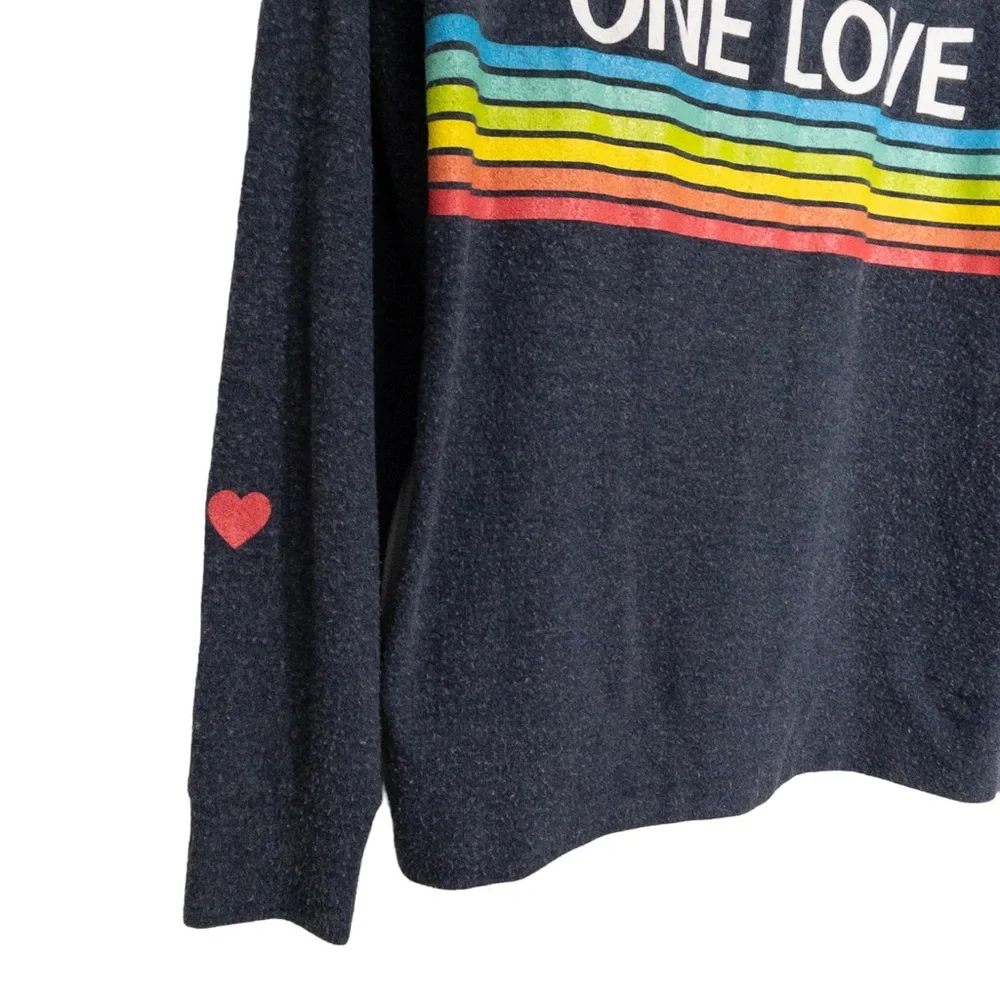 Chaser Sweatshirt Top One Love Rainbow Long Sleeve Stripe S - Picture 3 of 11